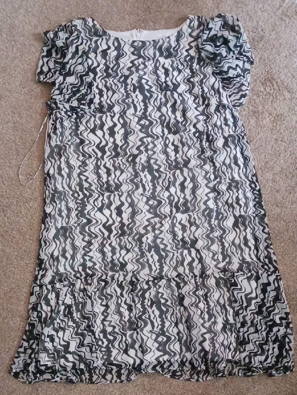 DKNY Black & White Wave Print Mini Dress